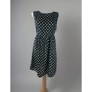 Fashion dress size XL women Junior Black And White Polka Dot Zip Back unlined